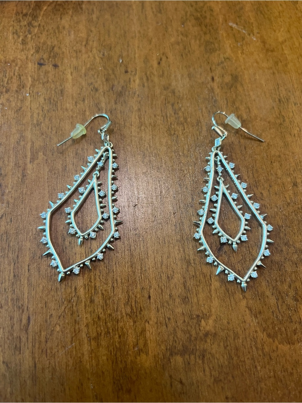 Kendra Scott Gold Tone Crystal Spike Statement Drop Earrings